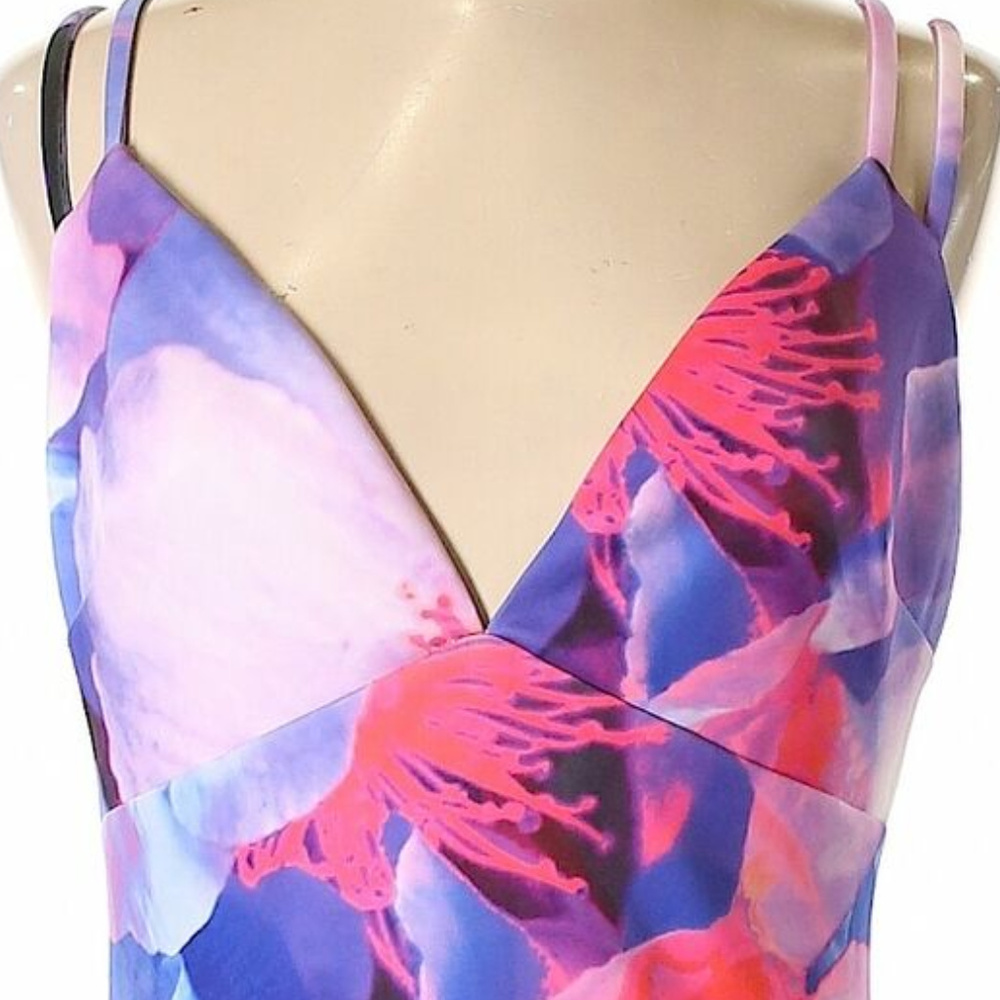 💋 Bebe Purple Pink Casual Floral Dress L new RARE 💋 - Picture 5 of 5